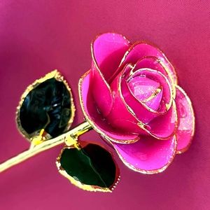 I hate Steven Singer Malibu Pink 24 K gold Dipped Rose Pink Rose Brand New